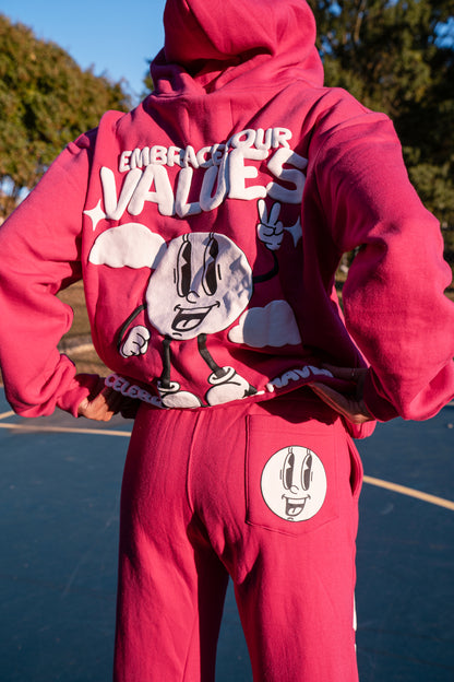 EYV FULL ZIP-UP HOODIE "PINK"